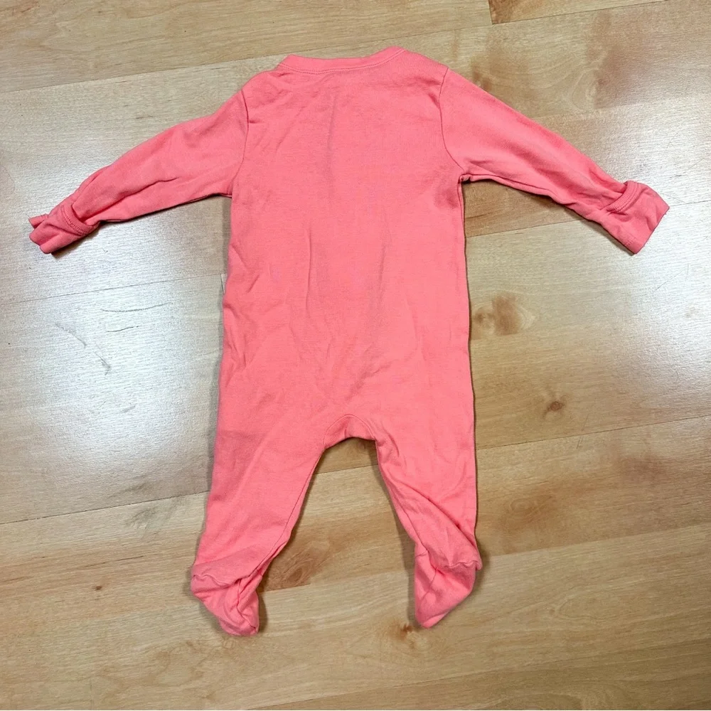 Old Navy Coral Two-Way Zip Cotton Footie Baby Girls Size 3-6M